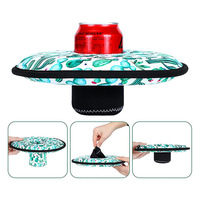 Porte-gobelet flottant en néoprène pour piscine avec motif imprimé, incluant un cordon, manchon flottant pour gobelets de thé au lait et de cola