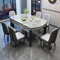 Table à manger moderne en bois massif et bambou MYUZ avec chaises en ardoise, combinaison pour petit appartement, pliable et télescopique pour la maison