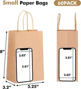 Recyclable Brown Custom Food Grade UV Printed Flexiloop Handle <b>Biodegradable</b> Kraft <b>Paper</b> Food Bag - Product Image 2