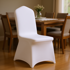 Housse de chaise universelle DB Wholesale, blanche, en spandex extensible, amovible, lavable, protectrice, pour chaise pliante - Product Image 2