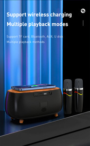 Retro Mạnh Mẽ 20W Sạ<span class=keywords><strong>c</strong></span> Không Dây Đồng Hồ Báo Thứ<span class=keywords><strong>c</strong></span> Kép Microphone Bluetooths Không Dây Karaoke Loa - Product Image 5