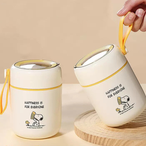 Tasse à soupe isotherme Snoopys avec cuillère et sac repas, pot alimentaire thermique en acier inoxydable 304, récipient portable pour petit-déjeuner et bouillie - Product Image 3