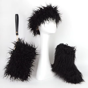 Atacado Moda Senhoras Pele De Carneiro Crianças Mulheres Inverno Neve Fita Botas De Pele com Arcos - Product Image 6
