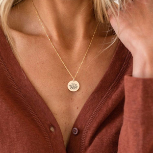 Colliers <span class=keywords><strong>en</strong></span> acier inoxydable 316L, disques ronds de 15mm, gravés sur mesure, feuilles de 12 mois, Cactus, tournesol, fleurs de naissance - Product Image 1