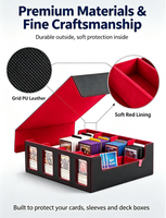Boîte de rangement pour cartes en PU à 4 rangées, grande capacité (plus de 3000 cartes), boîte de rangement pour cartes Commander pour personnalisation de cartes TCG