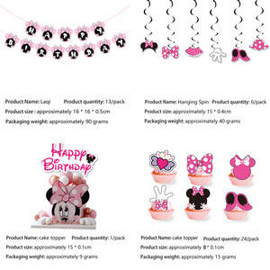 Ensemble de vaisselle jetable pour fête d'<span class=keywords><strong>anniversaire</strong></span> pour filles, avec gobelets, assiettes et nappe en papier à motif de souris <span class=keywords><strong>Minnie</strong></span> rose - Product Image 5