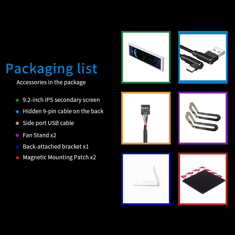 TURZX 9.2 Inch USB-C Secondary Screen, IPS 1920x462 LCD Panel for