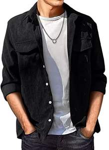 Camisa Jaqueta Masculina 100% Algodão com Botões, Estilo Casual, Manga Longa, Leve, Anti-pilling, com Bolsos de Aba, para Outono - Product Image 6