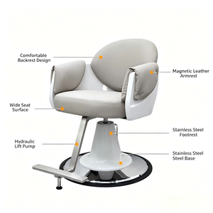 Sillón de Barbería Moderno Tapizado en Negro, Giratorio y Reclinable, para Corte y Estilismo de Cabello, Mueble Resistente para Salón de Belleza - Product Image 6