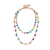 Collier Cœur en Émail Color Block Tendance Dopamine, Chaîne de Clavicule Esthétique de Luxe Faite Main, Accessoires de Cou Empilables