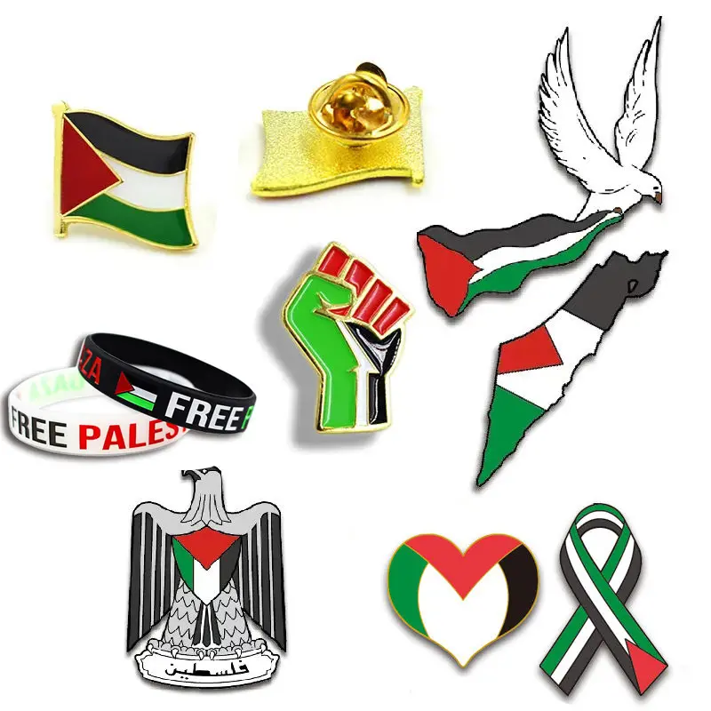 Factory Hot Sale Custom Palestine Map Brooch Scarf Gifts Bracelet Enamel Badge Country Flag Lapel Pin Souvenirs Palestine Pin