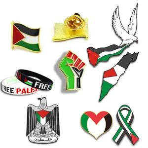 Venta caliente de fábrica personalizado Palestina mapa broche bufanda regalos pulsera esmalte insignia país bandera solapa Pin recuerdos Palestina Pin