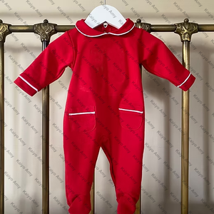 Set di abbigliamento natalizio per neonati a manica lunga per bambine cresce in cotone <span class=keywords><strong>rosso</strong></span> per neonati in pizzo pagliaccetto - Product Image 6