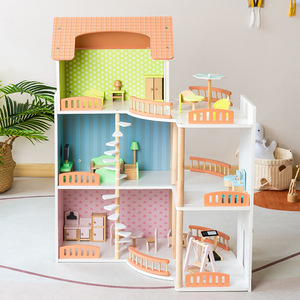 <span class=keywords><strong>Maison</strong></span> de poupée en bois en forme de L - Château de princesse - Villa d'angle pour enfants - Grande <span class=keywords><strong>maison</strong></span> de poupée écologique pour jeu d'imitation - Cadeau - Product Image 2