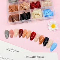 Faux ongles français portables à couverture complète préconçus, 12 couleurs, en boîte, brillants, 288 pièces, pour fournisseur transfrontalier