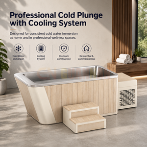 Baignoire de plongeon froid en acier inoxydable avec refroidisseur, bain de <span class=keywords><strong>glace</strong></span> en bois pour la récupération et le bien-être en salle de sport - Product Image 3