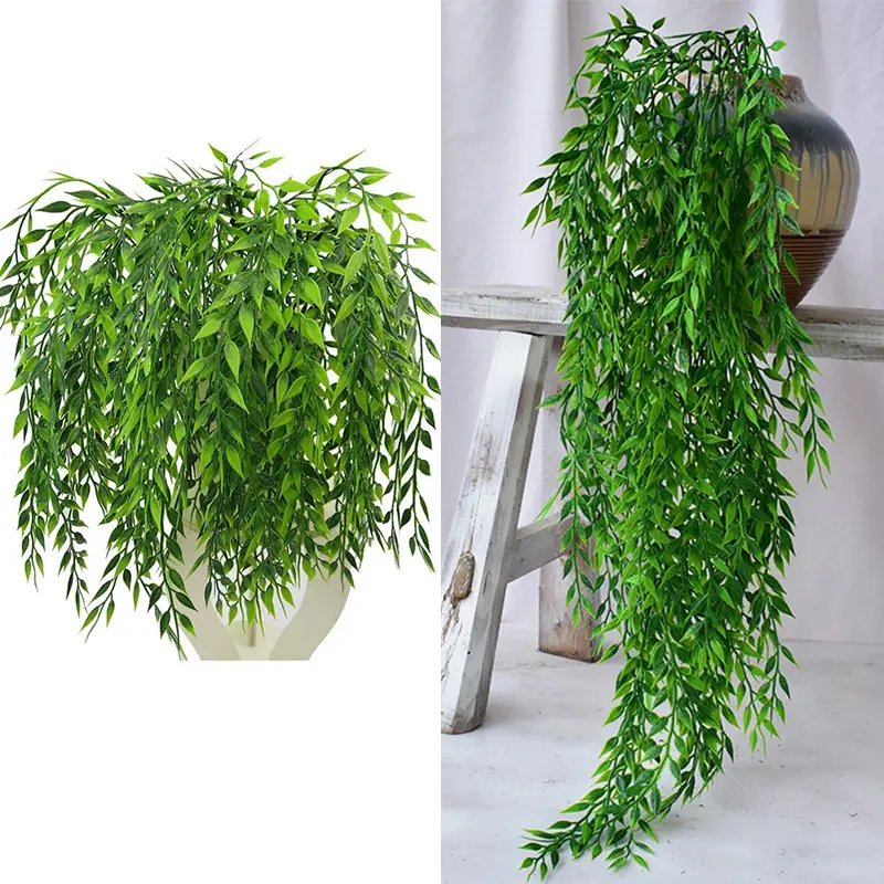 Factory Hot Selling Artificial Willow Branch Leaf Indoor Wall Hanging Ceiling Flowers Artificial Plants Decoration