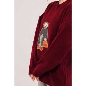 Pull en maille bordeaux pour femme, décontracté, anti-boulochage, 14 Gg, 320 grammes, couleur bordure - Product Image 3