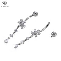 ASTM F136 Zircon Anneau De Ventre Titane Piercing Bijoux Fleur Pendentif Nombril Stud Femmes Sex Appeal Bijoux De Corps