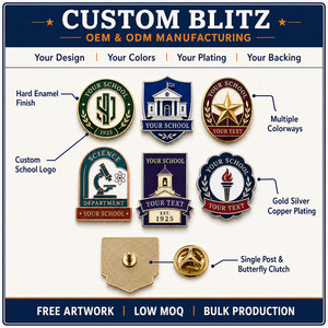 Juego de Insignias Escolares Esmaltadas Personalizadas Multicolor para Aniversarios de Departamentos Universitarios y Premios de Honor - Product Image 4