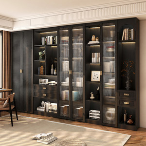Estantería/Armario Moderno <span class=keywords><strong>de</strong></span> <span class=keywords><strong>Madera</strong></span> Maciza para Estudio, Biblioteca, Hogar y Hotel, <span class=keywords><strong>con</strong></span> Puertas Antipolvo, Mueble <span class=keywords><strong>de</strong></span> Almacenamiento <span class=keywords><strong>de</strong></span> Pie - Product Image 4