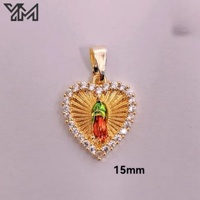 Pendentifs religieux YM Amulet Charm plaqués or 18 carats avec micro-pavé de zircone cubique arc-en-ciel, représentant les Saints Jude, Thaddeus, San Judas et Saint Halo