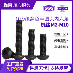 Tornillos de Cabeza Hexagonal Redonda Negros M2 M3 M4 M5 M6 M8 Grado 10.9 Métricos ISO7380 para Uso en Construcción - Product Image 5