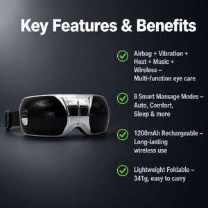 Masajeador Ocular Recargable Multifuncional con Compresa Caliente, Vibración y Música <span class=keywords><strong>para</strong></span> la Fatiga Ocular, Masajeador <span class=keywords><strong>Spa</strong></span> <span class=keywords><strong>para</strong></span> Ojos - Product Image 1