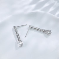 Boucles d'oreilles pendantes en or blanc 18 carats avec diamants de laboratoire, clous d'oreilles et manchettes d'oreille pour femme, boucles d'oreilles créoles avec diamants de laboratoire