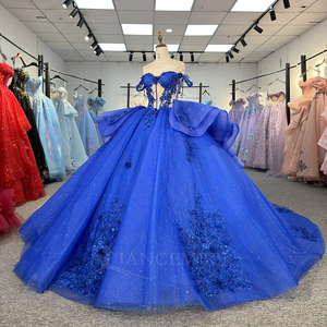 Robe de bal de Quinceañera princesse en mousseline de soie bleu roi avec appliques en dentelle Dy20259, robes de fête d'anniversaire, Vestidos De 15 - Product Image 3
