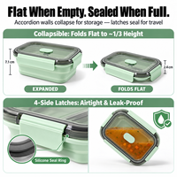 Boîte à lunch pliable en silicone avec couvercle transparent, pliable à plat, sans BPA, approuvée par la FDA, anti-fuite, compatible micro-ondes, récipient alimentaire