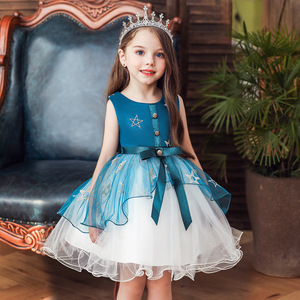 Vestido de princesa para niños, tul rojo, corte en A, cuello redondo, disfraz de niña de las flores, ropa para actuaciones - Product Image 4