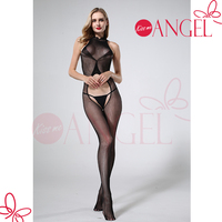 KISS ME ANGEL Lingerie à entrejambe ouvert, body intégral pour femme ronde, résille transparente, sans couture, fine, sexy, body