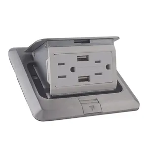 Shanghai Linsky high quality silver US factory supply pop up floor receptacle outlet mounted socket box with USB