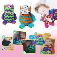 Jouet en peluche doux monstre personnalisé rose et vert pour enfants, notez vos soucis, jouet câlin