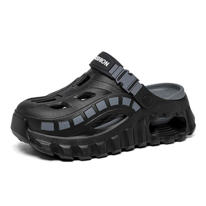 <b>Men's</b> Height Increasing Low Heels <b>Clogs</b> EVA Midsole Thick Sole Rubber Outsole Hollow Design Outdoor Beach Style Closed Toe - Product Image 5