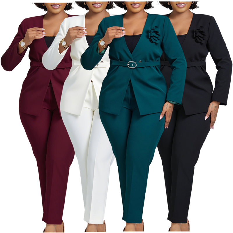 Trendy Ladies Suits Office Wear Autumn Outfits for Women Long Sleeve Top +Pant Set Two Piece Set Women Clothing