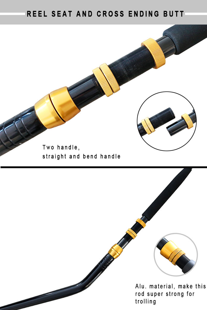 マグロ釣り用深海トローリングロッド80-130lbsカーボングラス材料200g