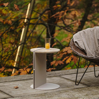 Table d'appoint minimaliste en marbre travertin, design en mosaïque, table de chevet pour salon, mobilier multi-scènes pour hôtel et maison