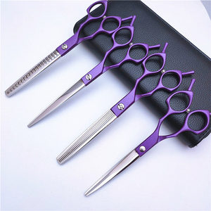 Ciseaux pour animaux de compagnie violets, 7,0 pouces, acier inoxydable 440C, tête droite, pour toilettage et beauté - Product Image 3