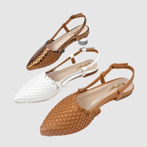 Simple <strong>Pointed</strong> <strong>Toe</strong> Woven Women's <strong>Flat</strong> Sandals,Ankle Strap with Adjustable Buckle,Banquet Outdoor Anti-Slip Closed <strong>Toe</strong> Dress Shoe - Product Image 2