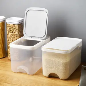 Plastik pirinç kova tahıl saklama kutusu 5kg gıda saklama kabı ile Flip kapak mutfak saklama kutusu
