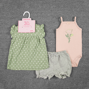 Ingrosso 3 pezzi tutina con stampa carina Set comodo cotone <span class=keywords><strong>per</strong></span> bambini pantaloncini a maniche corte <span class=keywords><strong>per</strong></span> bambine <span class=keywords><strong>vestiti</strong></span> estivi <span class=keywords><strong>per</strong></span> <span class=keywords><strong>neonati</strong></span> - Product Image 5