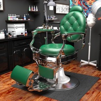 Fauteuil de barbier vintage en métal effet huile, pompe hydraulique, repose-pieds amovible, pour salons de coiffure, inclinable, rotation 360°, 280 kg
