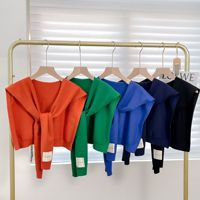 Châle court en laine tricotée style coréen pour l'hiver, respirant, avec bretelles, faux col pour la protection du cou des femmes, multi-usages