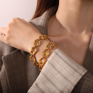 Bracelet géométrique entrelacé en alliage de zinc doré, bijoux de mode unisexe SL443 - Product Image 4