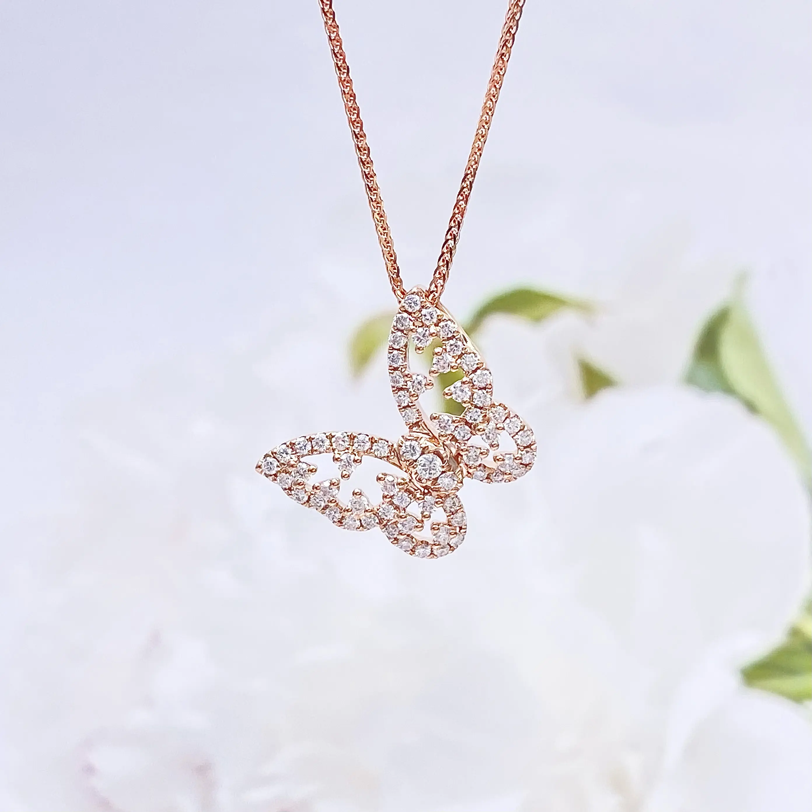 famous brand jewelry 18k real gold jewelry wholesale natural diamond fashion butterfly necklace