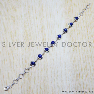Lapis Lazuli Gemstone Bracelet 925 Sterling Silver New Design Handmade Fine Jewelry Bulk Wholesale Silver Jewelry - Product Image 3
