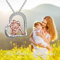 Fine Jewelry Collier coeur mère et fille deux tons en argent sterling 925 pour femme