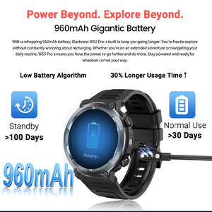 Blackview W50 Pro Smartwatch 1.45 "HD hiển thị Led đèn pin BT cuộc gọi điện thoại đồng hồ 960mAh pin Heart Rate Blood Oxygen Monitor - Product Image 4